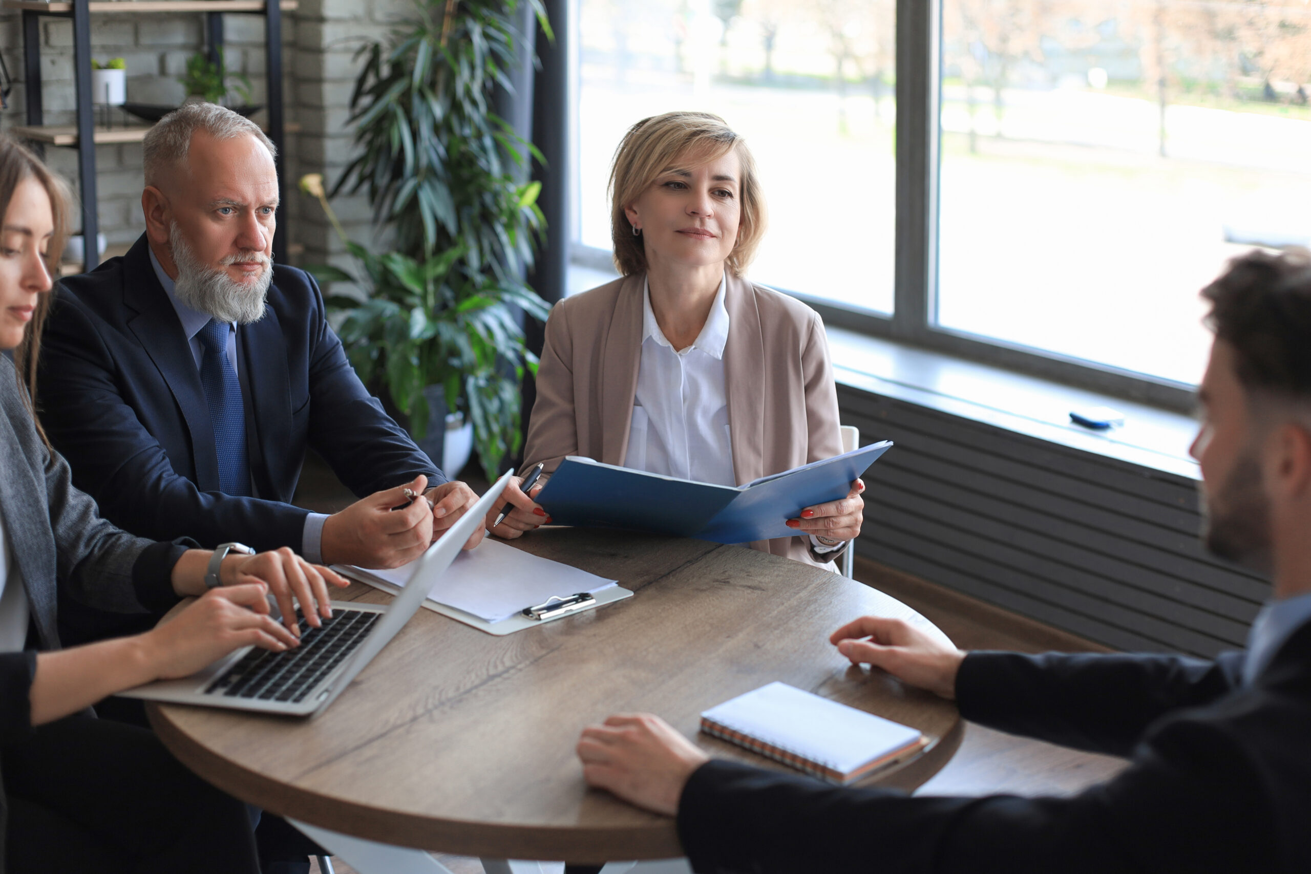 Job interview with the employer, business team listen to candidate answers.